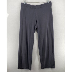 EILEEN FISHER Pants L Heavy Brushed Flannel Cotton Elastic Waistband Blue Gray